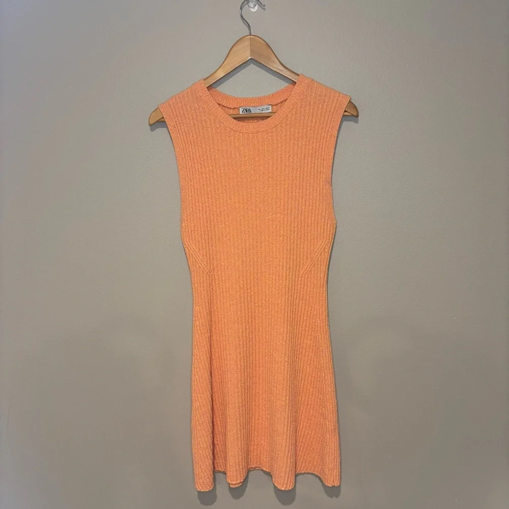 ZARA Orange Creamsicle Sleeveless Knit Ribbed‎ Dress Size Large